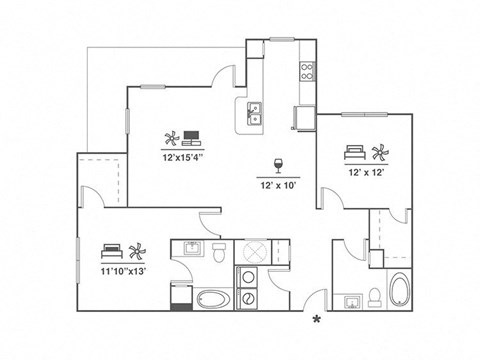 B2 Floor Plan at Cue Luxury Apartments, Cypress, TX